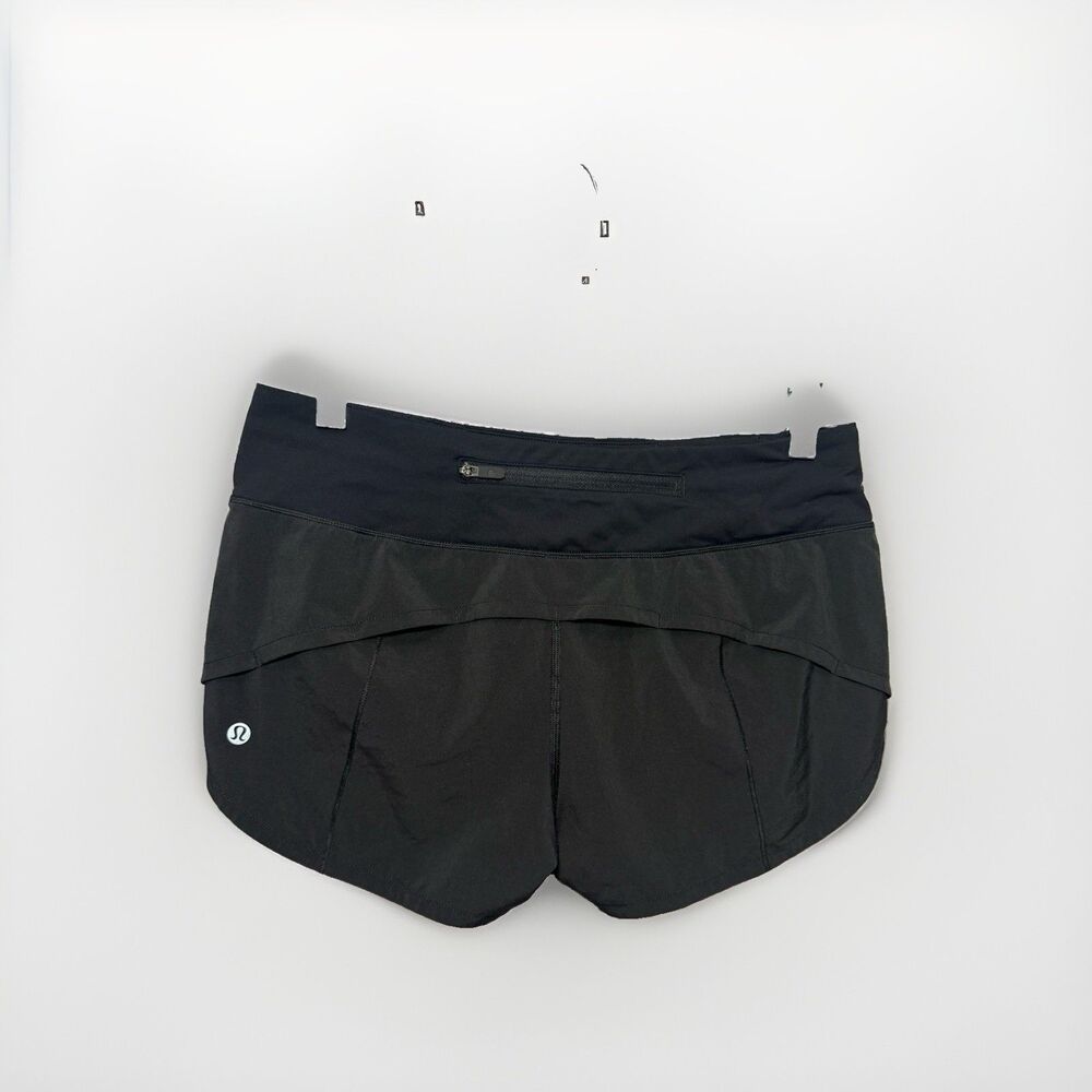 Lululemon Speed Up Shorts Women 6 Black Lined Running Zip Pocket Athletic